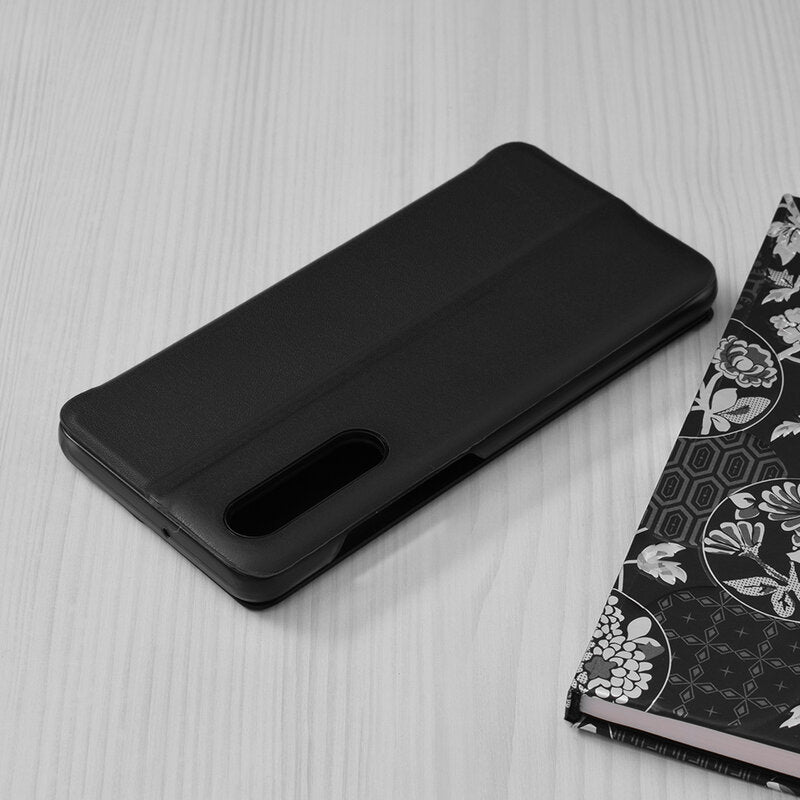 Husa Huawei P30 Eco Leather View flip tip carte, negru