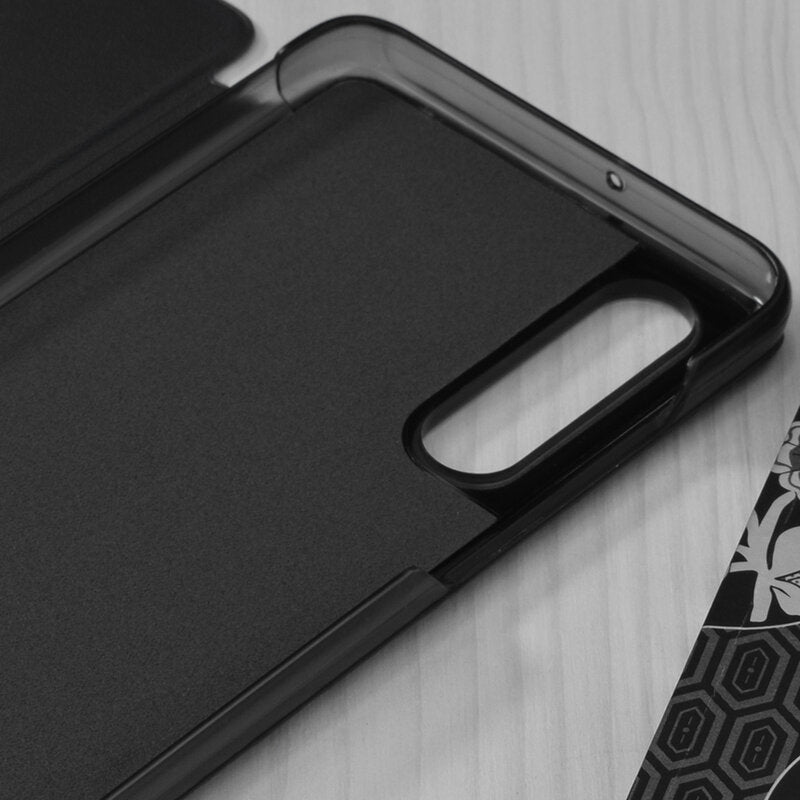 Husa Huawei P30 Eco Leather View flip tip carte, negru