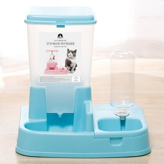 Distribuitor de alimente si apa pentru animale, 2in1, culoare Albastru-0