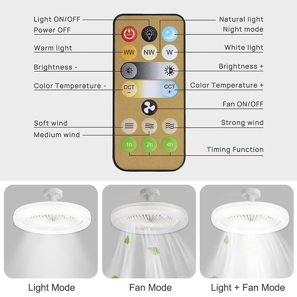 VENTILATOR DE TAVAN CU TELECOMANDĂ ȘI LUMINĂ 30W LED LAMPA FAN SMART