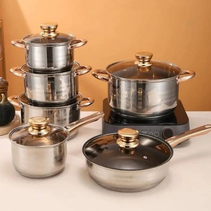 Set Oale Brückmann Premium din Inox – 12 Piese, Bază 5 Straturi, Compatibil Inducție