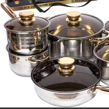 Set Oale Brückmann Premium din Inox – 12 Piese, Bază 5 Straturi, Compatibil Inducție