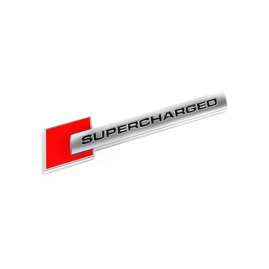 Emblema auto model "SUPERCHARGED", reliefata 3D, dimensiune 10 x 1 cm-1