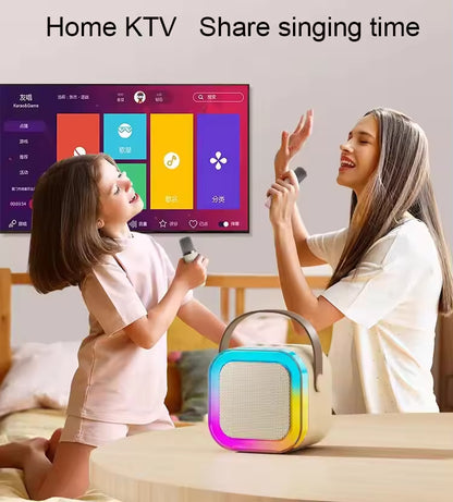 Boxă Portabilă Wireless cu Lumini LED, Funcție Audio și Microfon Karaoke BT Wireless