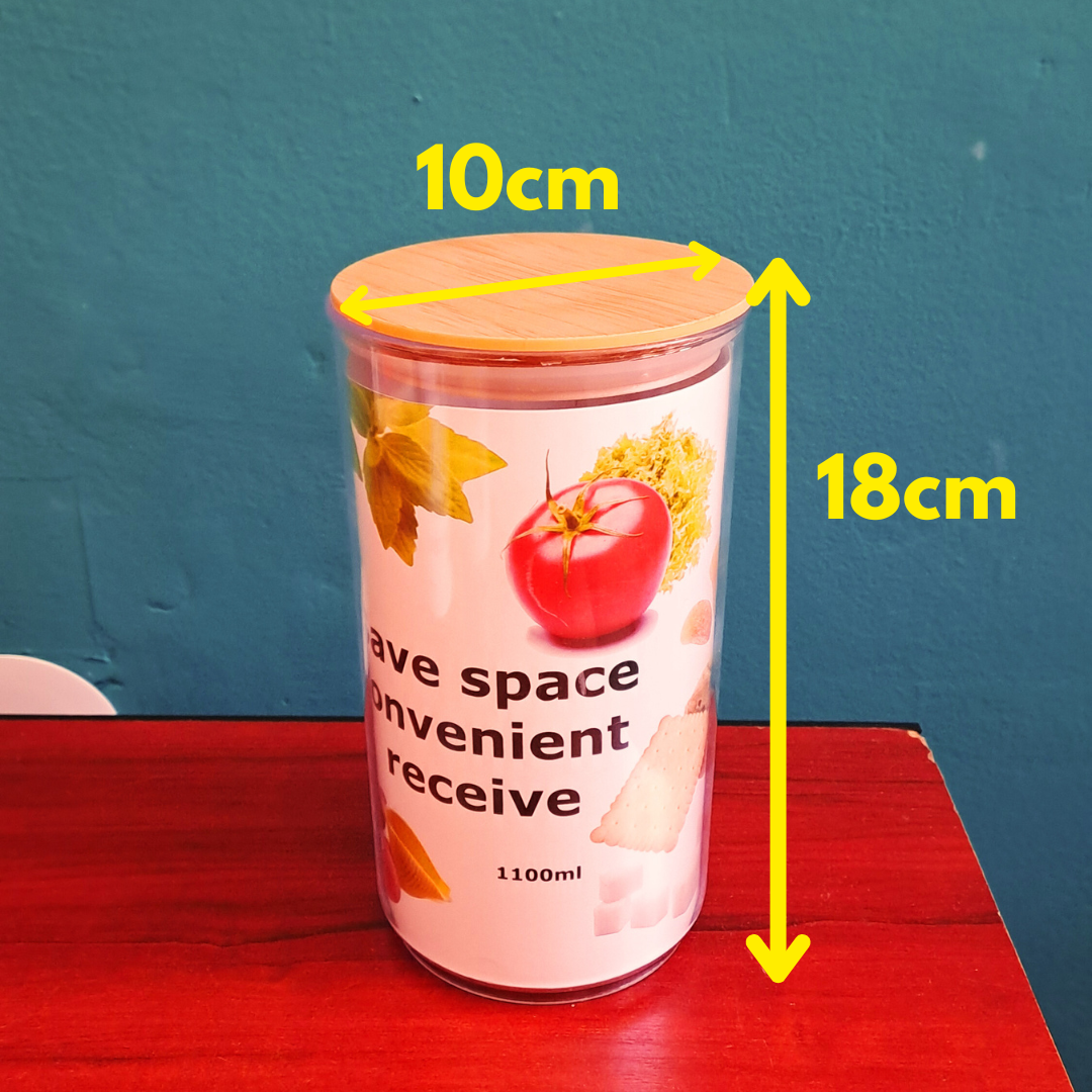 Cutii Depozitare Alimente din Plastic Rezistent cu Capac Ermetic și Design de Bambus - Modele Cilindrice