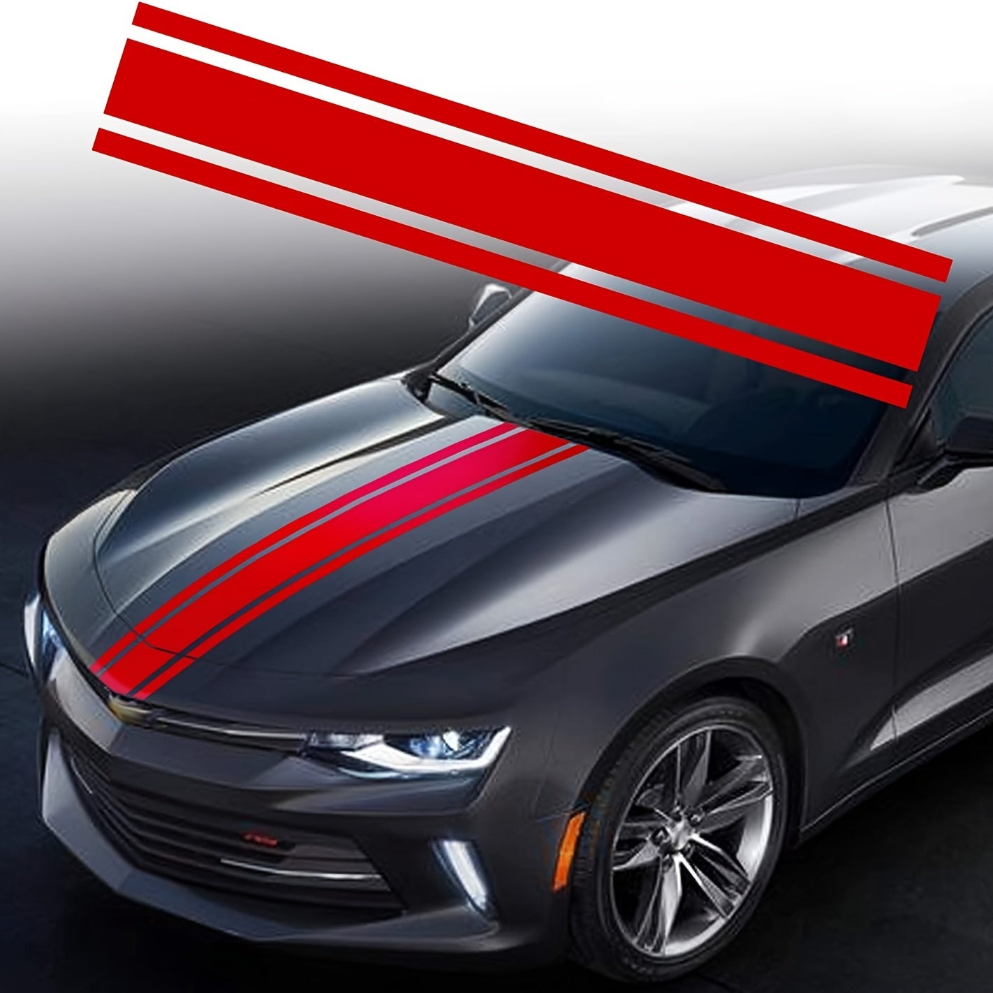 Sticker autoadeziv Tuning, model "Triple Stripes", dimensiune 125 x 22 cm, culoare Rosie-0