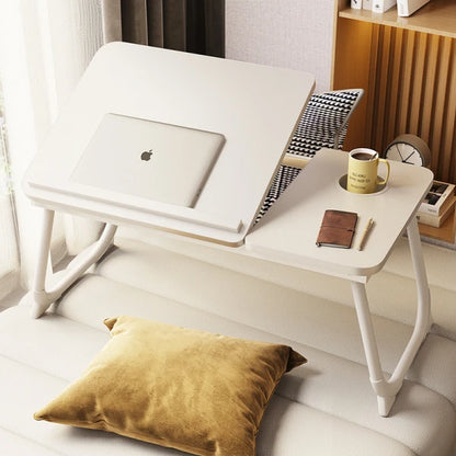 Masă Pliabilă pentru Laptop cu Suport pentru Pahar, Reglabilă în 5 Poziții, Design Ergonomic, 55.3 × 24 × 32 cm