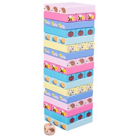 Joc de Societate, Flippy, pentru Copii, din Lemn, Interactiv, Distractiv, Jenga Stack High Blocks, cu Zar, 51 de Piese Animate, 24.5x18x5 cm, Multicolor-6