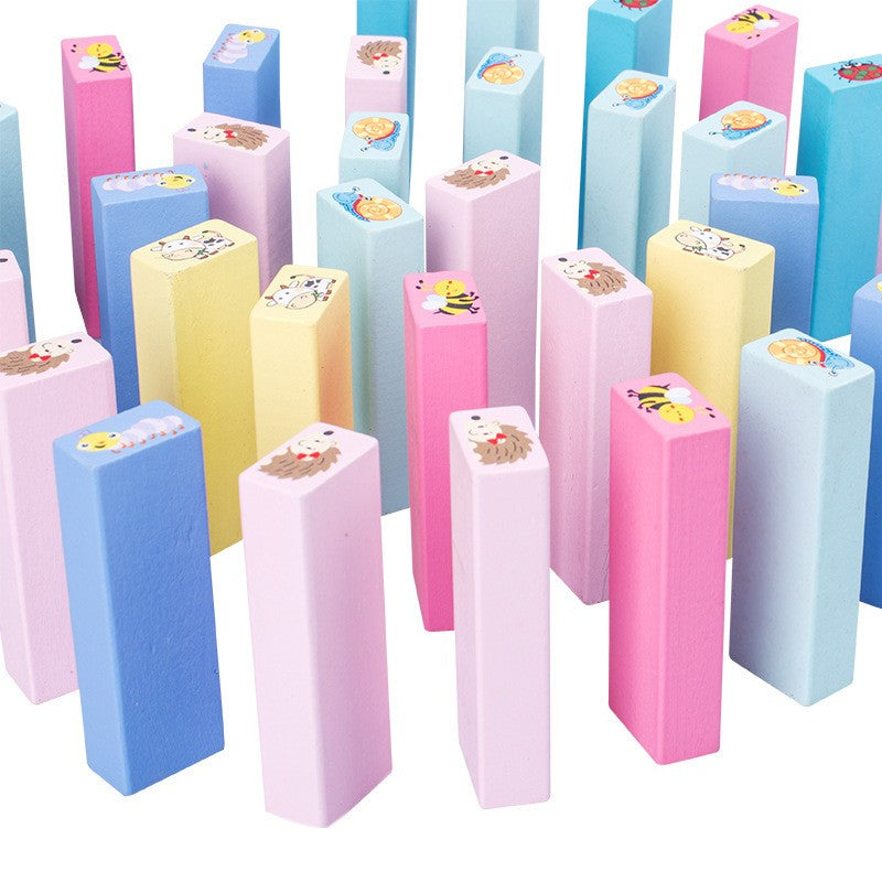 Joc de Societate, Flippy, pentru Copii, din Lemn, Interactiv, Distractiv, Jenga Stack High Blocks, cu Zar, 51 de Piese Animate, 24.5x18x5 cm, Multicolor-7