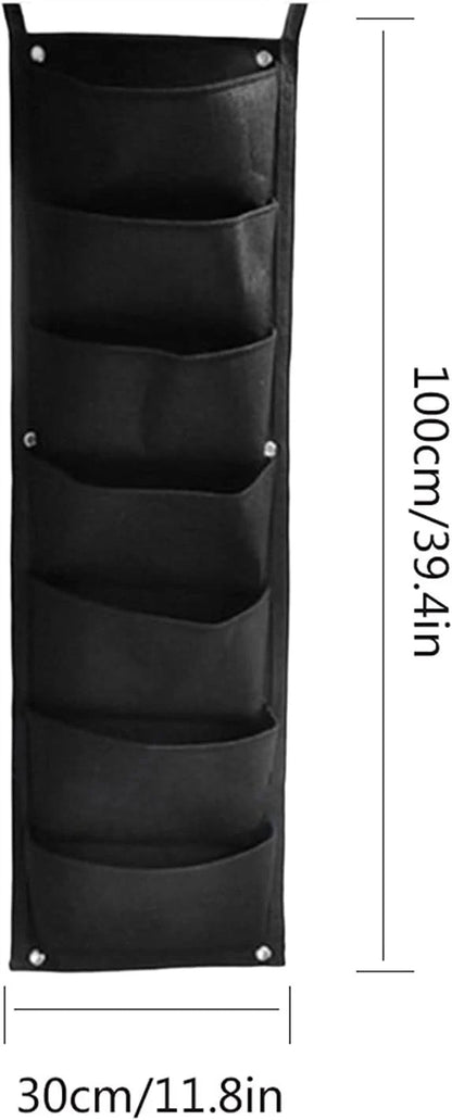 Jardinieră Verticală Neagră cu 6 Buzunare Material Textil