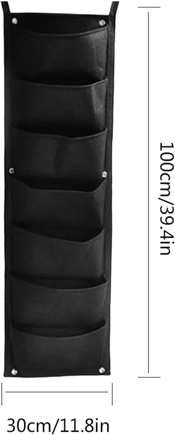 Jardinieră Verticală Neagră cu 6 Buzunare Material Textil
