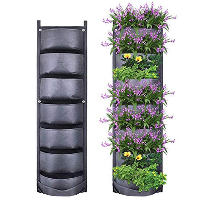 Jardinieră Verticală Neagră cu 6 Buzunare Material Textil