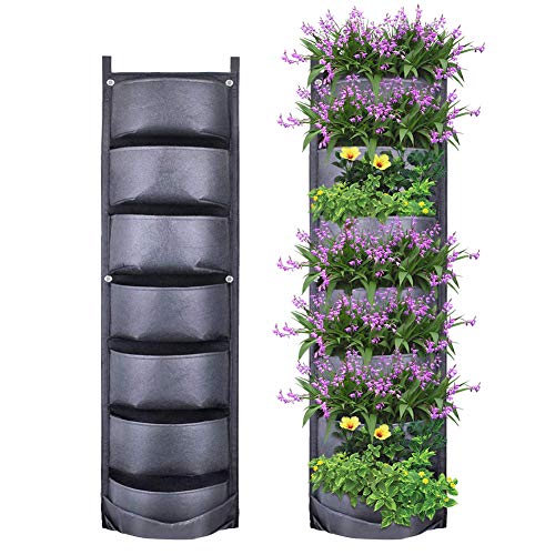 Jardinieră Verticală Neagră cu 6 Buzunare Material Textil