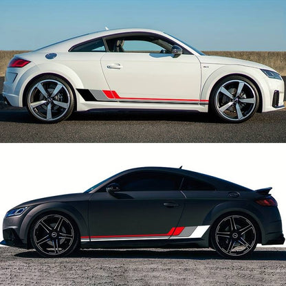 Set 2 stickere autoadezive Tuning, model "Racing Stripes V2", dimensiune 180 x 16,5 cm, culoare Negru + Gri + Rosu-3