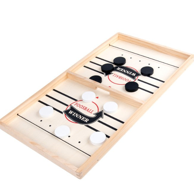 Joc Fooseball Interactiv, Flippy, Tip Hockey pe Gheata, din Lemn, 10 Piese de Joc, +4 Ani, 54 x 29 cm, Multicolor-0