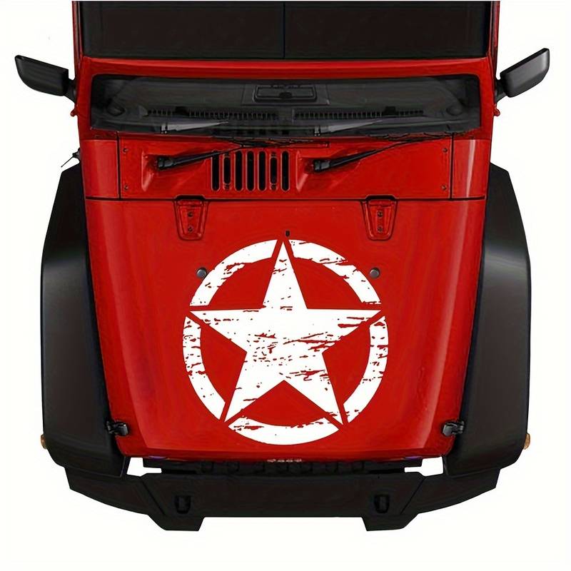 Sticker autoadeziv pentru vehicule Off Road, model "Rusted Army Star", dimensiune 50 x 50 cm, culoare Alba-0