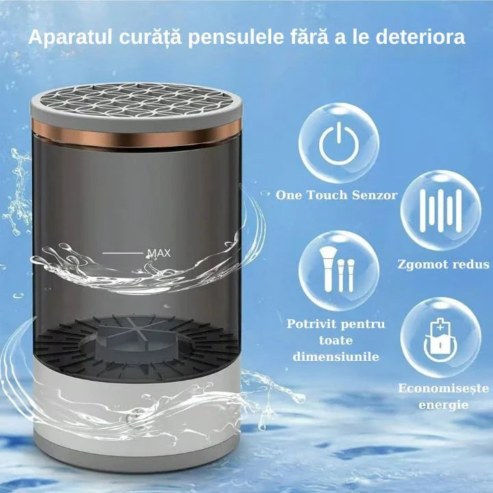 Aparat pentru Curățat Pensule de Machiaj 2-in-1 | Spală și Uscă Rapid și Igienic