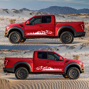 Set 2 stickere autoadezive pentru vehicule Off Road, model "Forest & Mountains", dimensiune 100 x 20 cm, culoare Alba-0