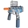 Mitraliera de jucarie electrica Flippy cu bile de hidrogen de gel, gun bluster, tragere in rafala, varsta peste 6 ani, ochelari de protectie, 5000 de bile incluse, cablu de incarcare, 40.1 x 31.6 cm, Mp9, albastru-0