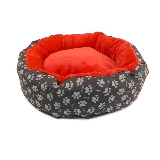 Culcus moale cu perna, pentru caine/pisica, culoare roz, impermeabil, baza antiderapanta, 50 cm-0