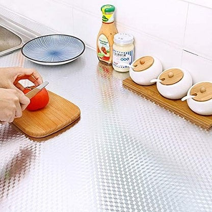 Autocolant pentru Bucătărie, Flippy, Rezistent la Ulei, Umezeală, Temperaturi Inalte, pentru Dulapuri, Perete, Blat, Argintiu, 60cm x 1m-1
