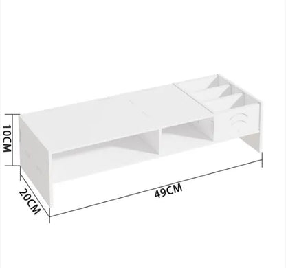Suport Monitor/Laptop cu Sertar și 2 Niveluri, Organizator pentru Birou, MDF