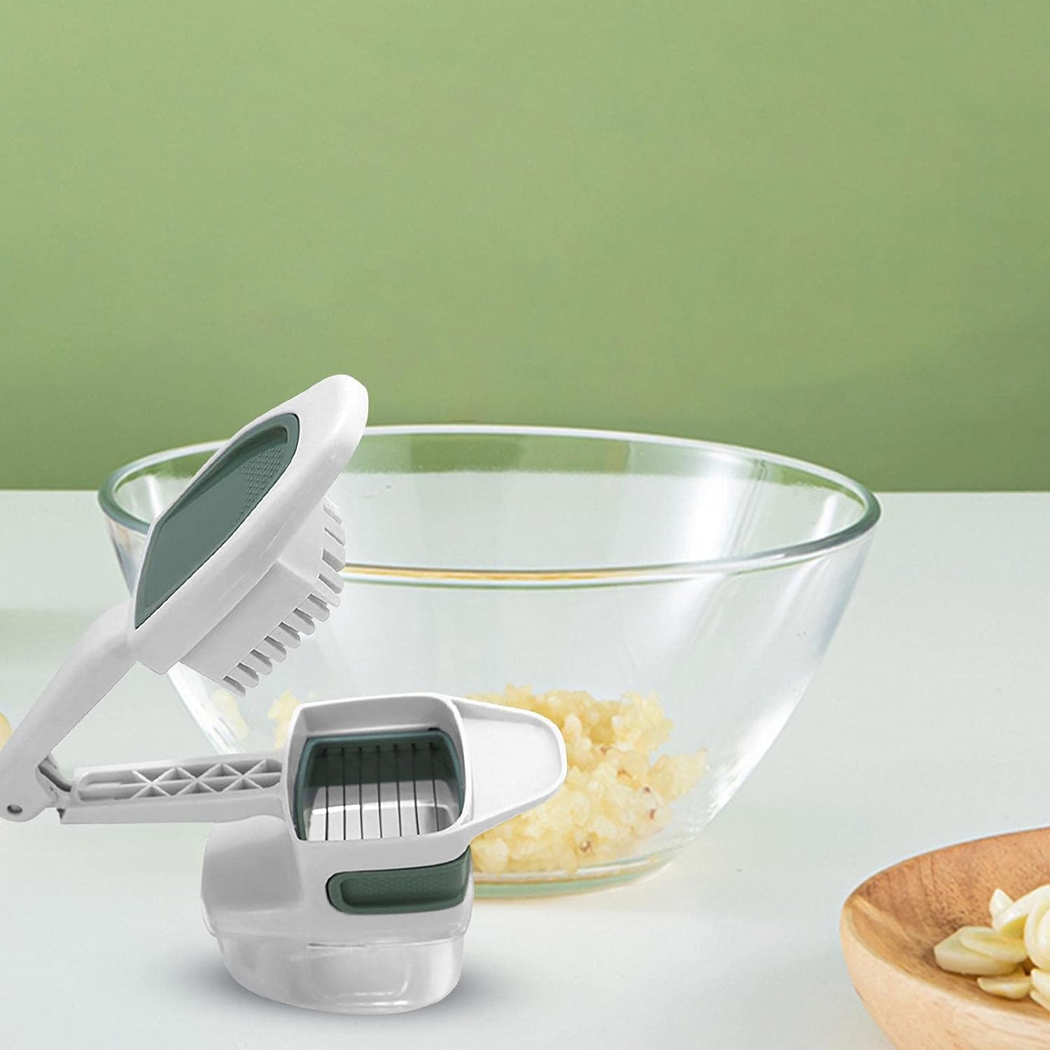 Tocator manual de legume 2in1 depozitare usturoi zdrobit