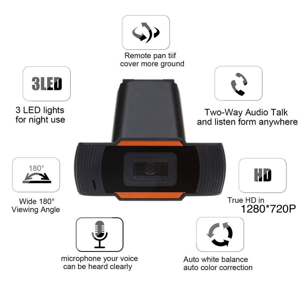 Camera Webcam HD cu Microfon Integrat – Plug & Play USB, Compatibilă cu Windows, Mac, Conferințe și Gaming