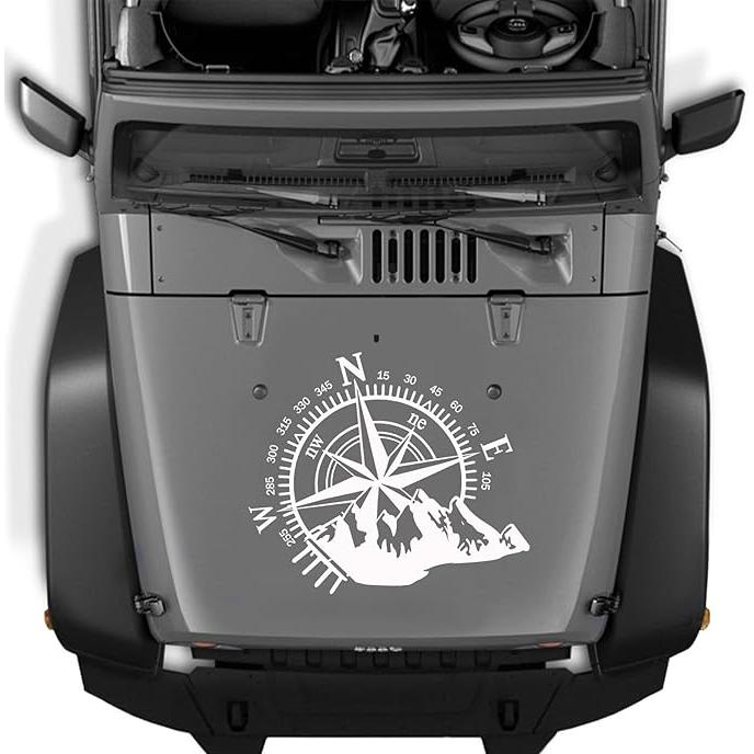Sticker autoadeziv pentru vehicule Off Road, model "Kompass", dimensiune 44 x 55 cm, culoare Alba-1