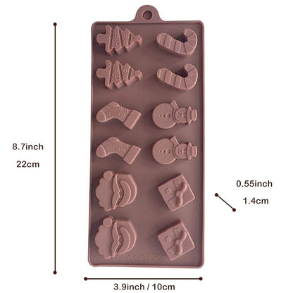 Formă din Silicon pentru Bomboane, Ciocolată și Cuburi de Gheață – Modele de Crăciun cu 12 Figurine
