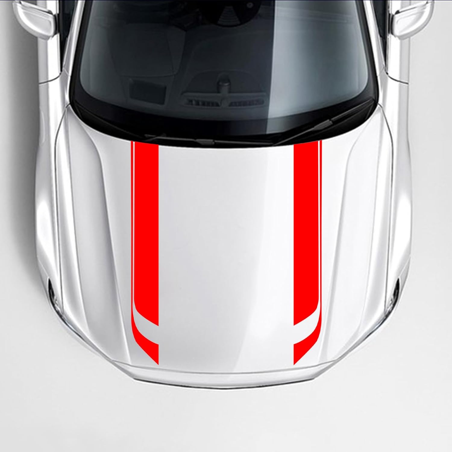 Set 2 stickere autoadezive Tuning, model "Hood Stripes V1", dimensiune 85 x 12 cm, culoare Rosie-1