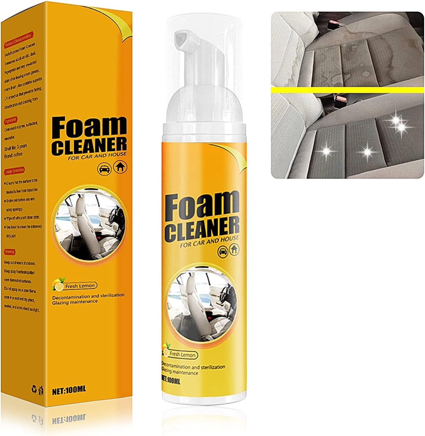 Spumă Curățare Auto – Spumă Universală cu Miros de Lămâie, 100 ml