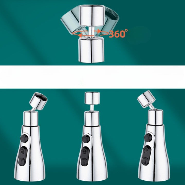 Extensie Robinet Bucatarie, Flippy, Universal, 3 Moduri de Curgere Apa, Otel Inoxidabil, Rotire 360 de Grade, Cap Pivotant, Adaptor Baterie Bucatarie, 9.7x5.1 cm, Gri-2