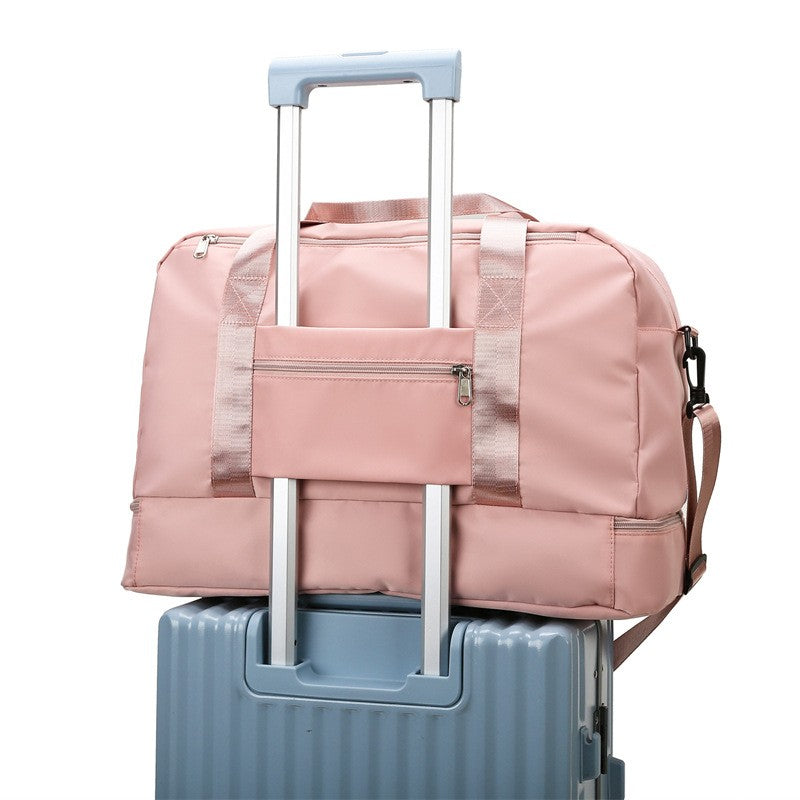 Geanta Pliabila, Flippy, pentru Voiaj, Buzunare Multiple, de Mana, Impermeabila, Material Textil, Capacitate 8 Kg, Dimensiune Deschisa 42x28x10 cm, Roz-2