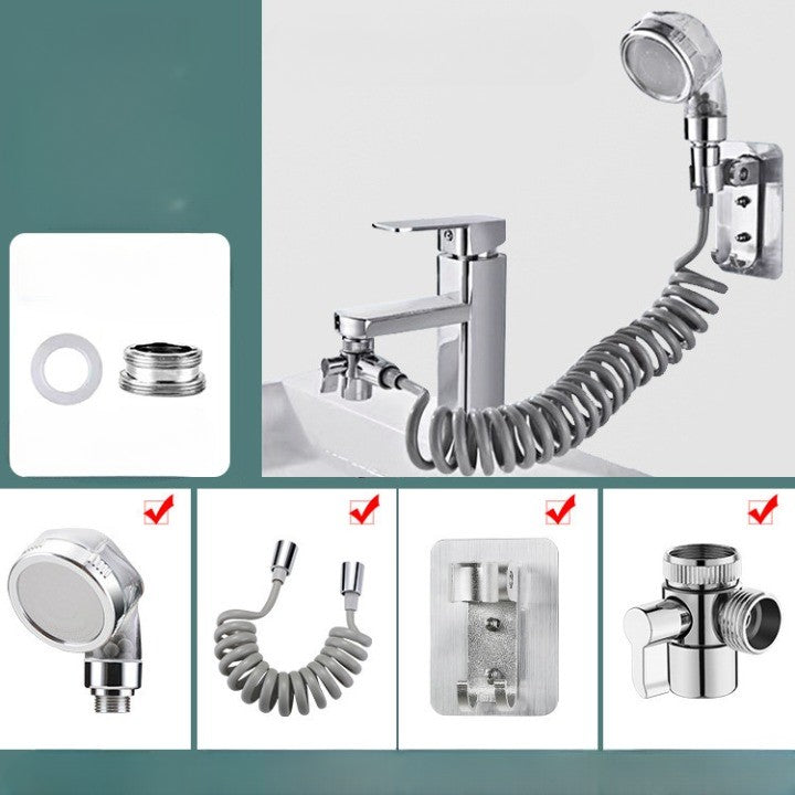 Set Extensie de Dus, Flippy, pentru Baterie Baie sau Bucatarie, 4 Piese, Filtru de Ioni Negativi, Furtun Flexibil de 3 Metri, Argintiu-4