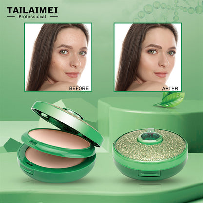 Pudră Compactă 2 în 1 - Pudră Mată și Pudră Iluminatoare - cu Extract de Ceai Verde