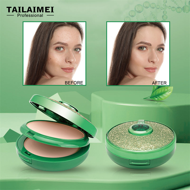 Pudră Compactă 2 în 1 - Pudră Mată și Pudră Iluminatoare - cu Extract de Ceai Verde