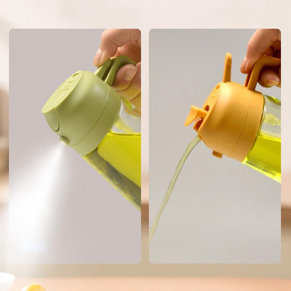 Recipient Ulei 2 in 1, Functie Spray & Turnare, din Sticla, Fara Scurgere, 18.5 x 7.7 cm, 470 ml, Alb