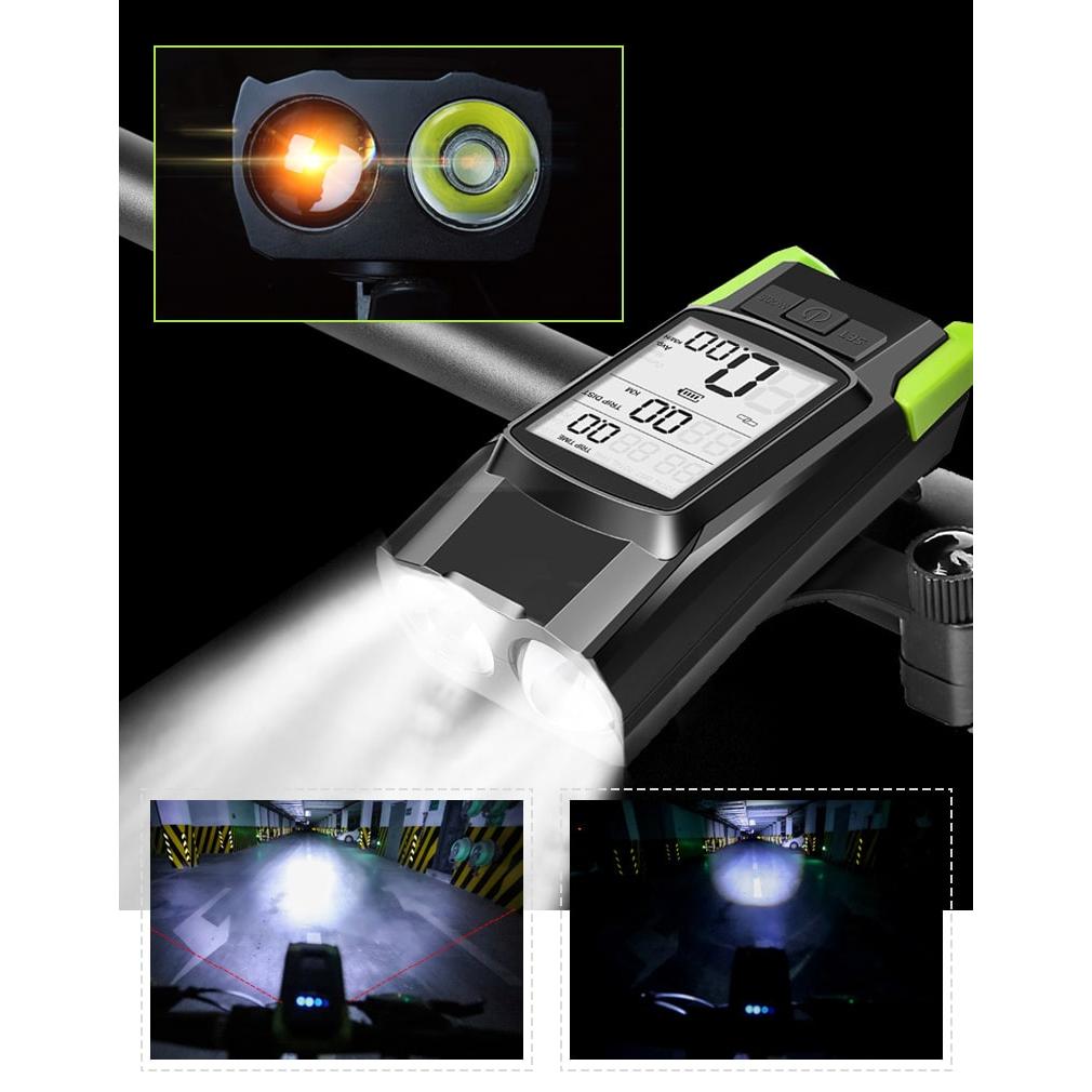 Vitezometru Digital cu lampa Fata + Spate si Claxon, waterproof, pentru bicicleta, model AVX-WT-BK-1718B-5