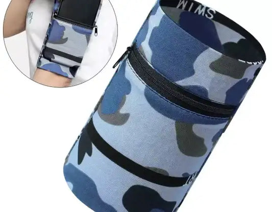 Banderola universala antebrat Fabric Fitness, Buzunar cu fermoar, Albastru