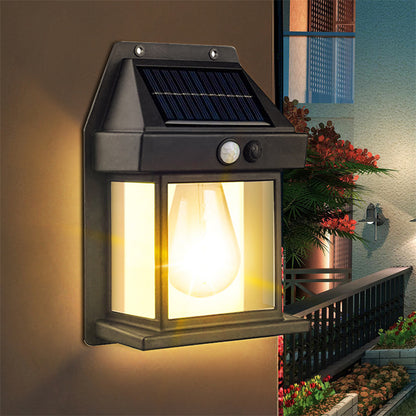 Lampa solara pentru exterior cu model de bec cu filament