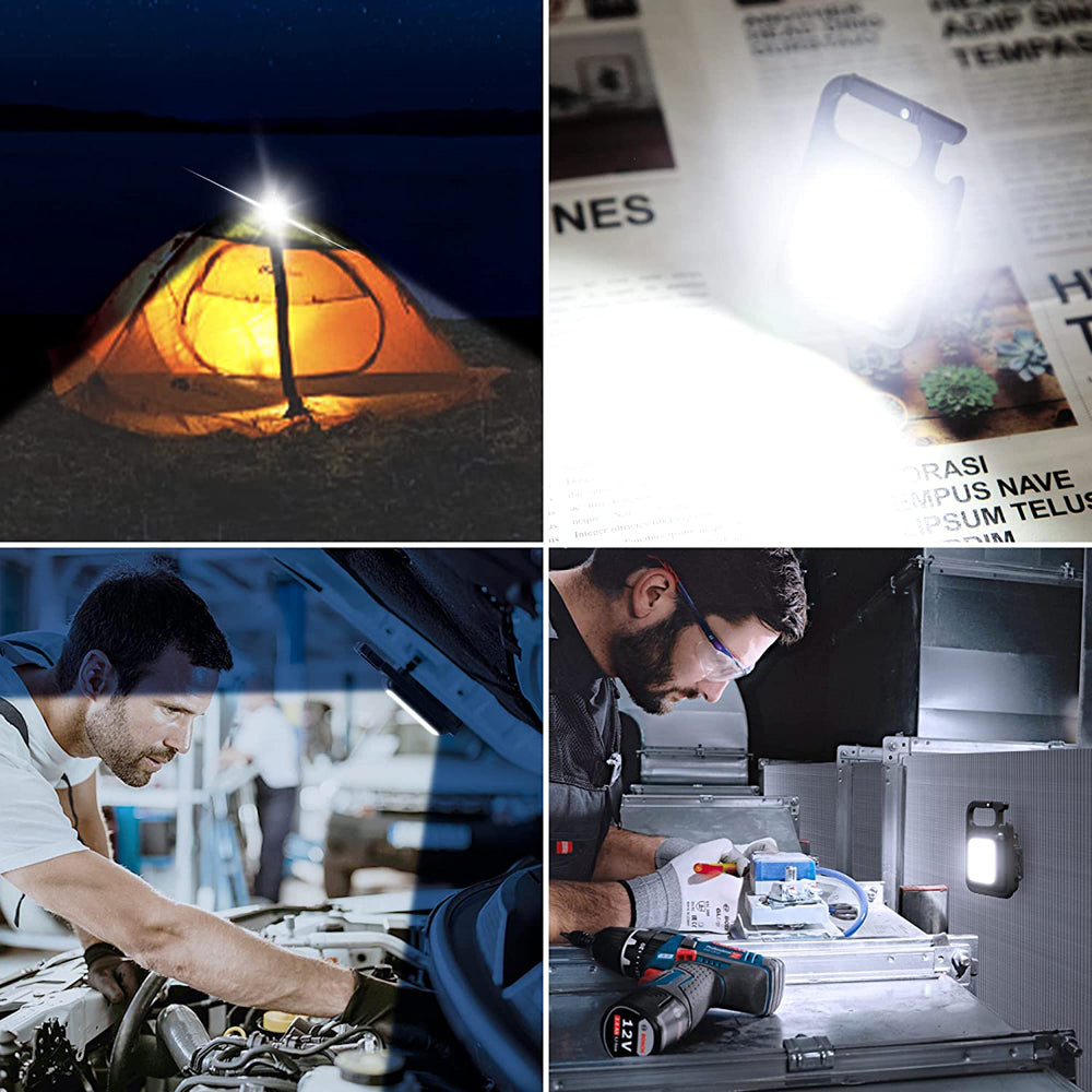 Mini lanternă LED tip  breloc cu lumină multifuncțională portabilă COB lanternă Camping cu încărcare USB  1+1