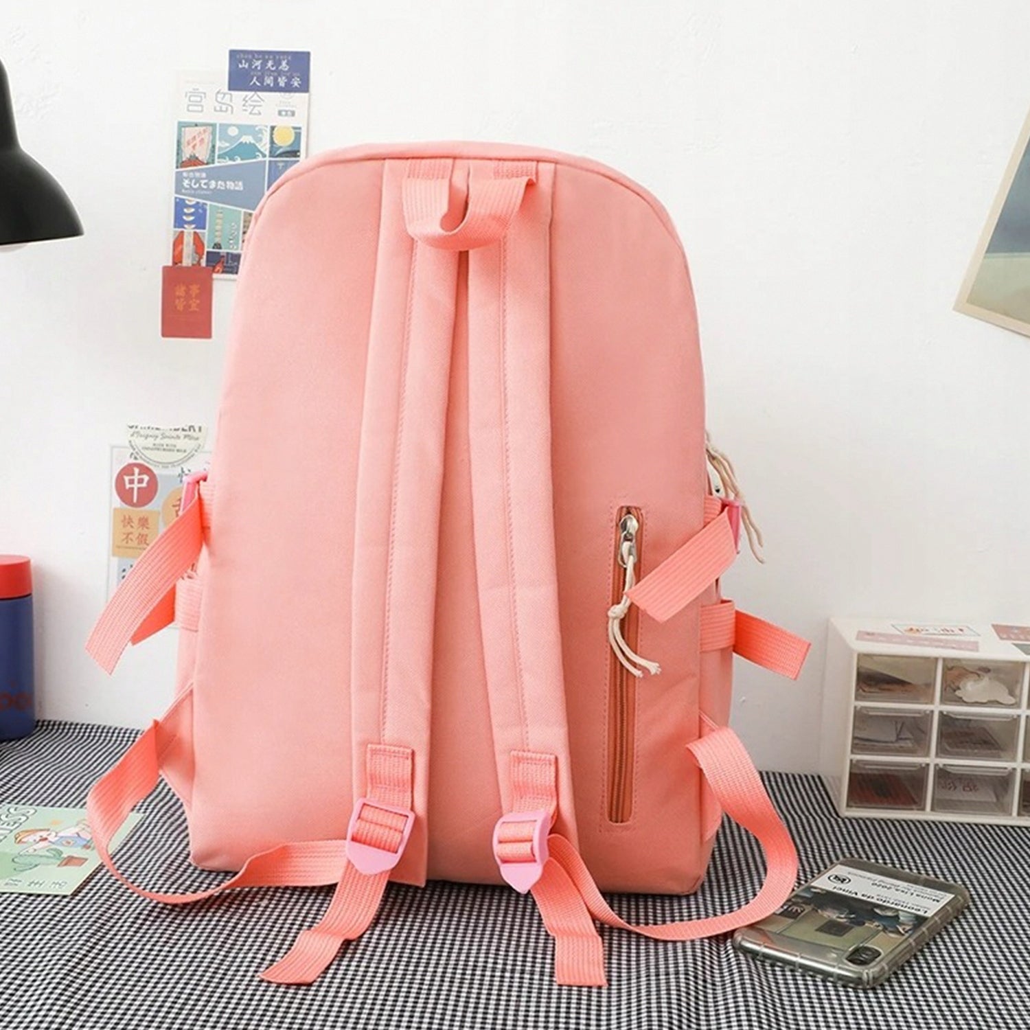 Set 4-in-1 pentru Scolari sau Prescolari - (rucsac, geanta de umar, plic elegant, penar), culoare ROZ cu IEPURAS, Cod AVX-WT-BUNN-PINK-3