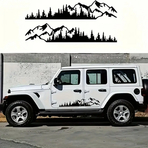Set 2 stickere autoadezive pentru vehicule Off Road, model "Forest & Mountains", dimensiune 100 x 20 cm, culoare Neagra-0