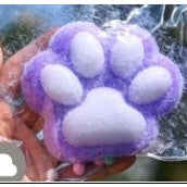 Jucarie Antistres Squishy, Flippy, cu Revenire Lenta, Model Cat Paw, Pufoasa, 7.5x7.5 cm, 55g, Ambalaj Transparent, Mov-0