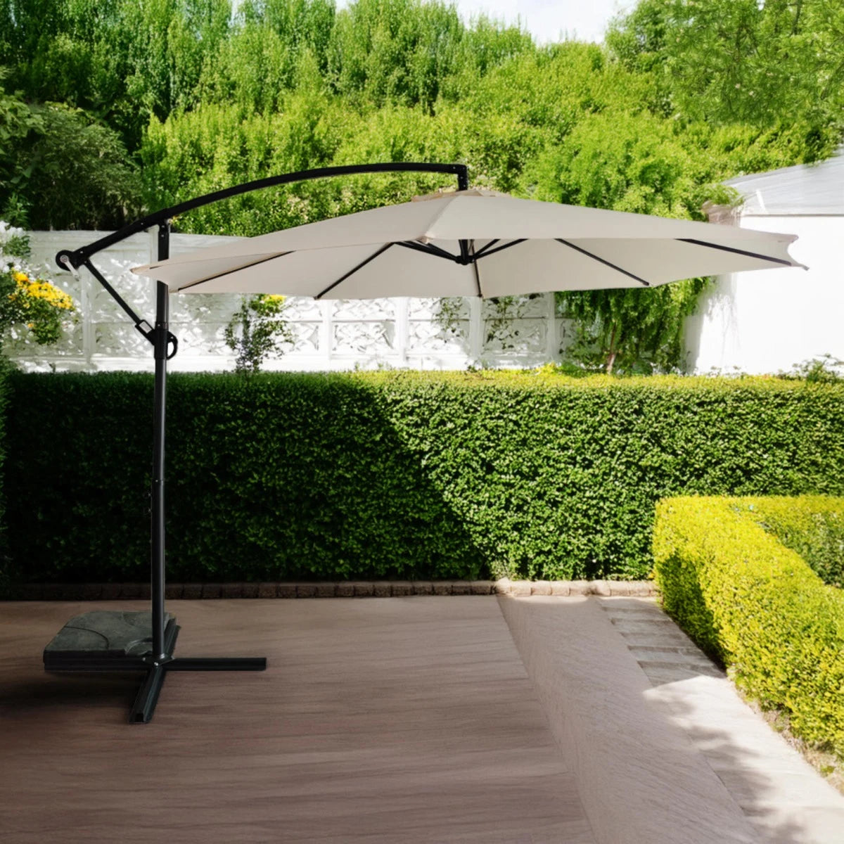 Umbrelă cu Iluminare LED Solară pentru Terasă și Grădină 330 × 190 × 250 cm, Hexagonală, Structură Metalică