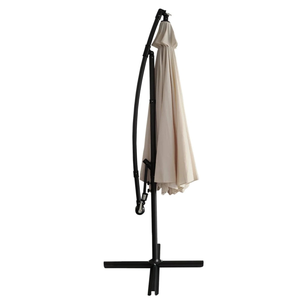 Umbrelă cu Iluminare LED Solară pentru Terasă și Grădină 330 × 190 × 250 cm, Hexagonală, Structură Metalică