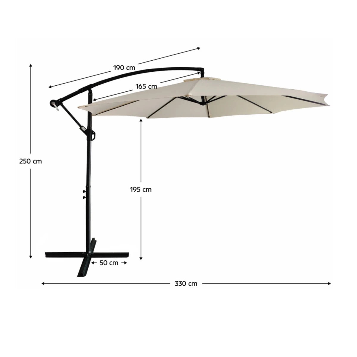 Umbrelă cu Iluminare LED Solară pentru Terasă și Grădină 330 × 190 × 250 cm, Hexagonală, Structură Metalică