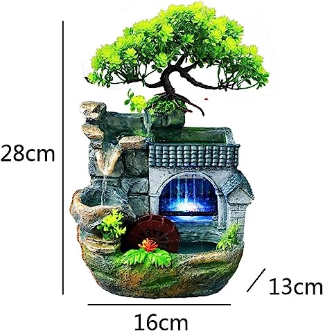 Fantana arteziana de interior, cu moara si leduri, 28 cm