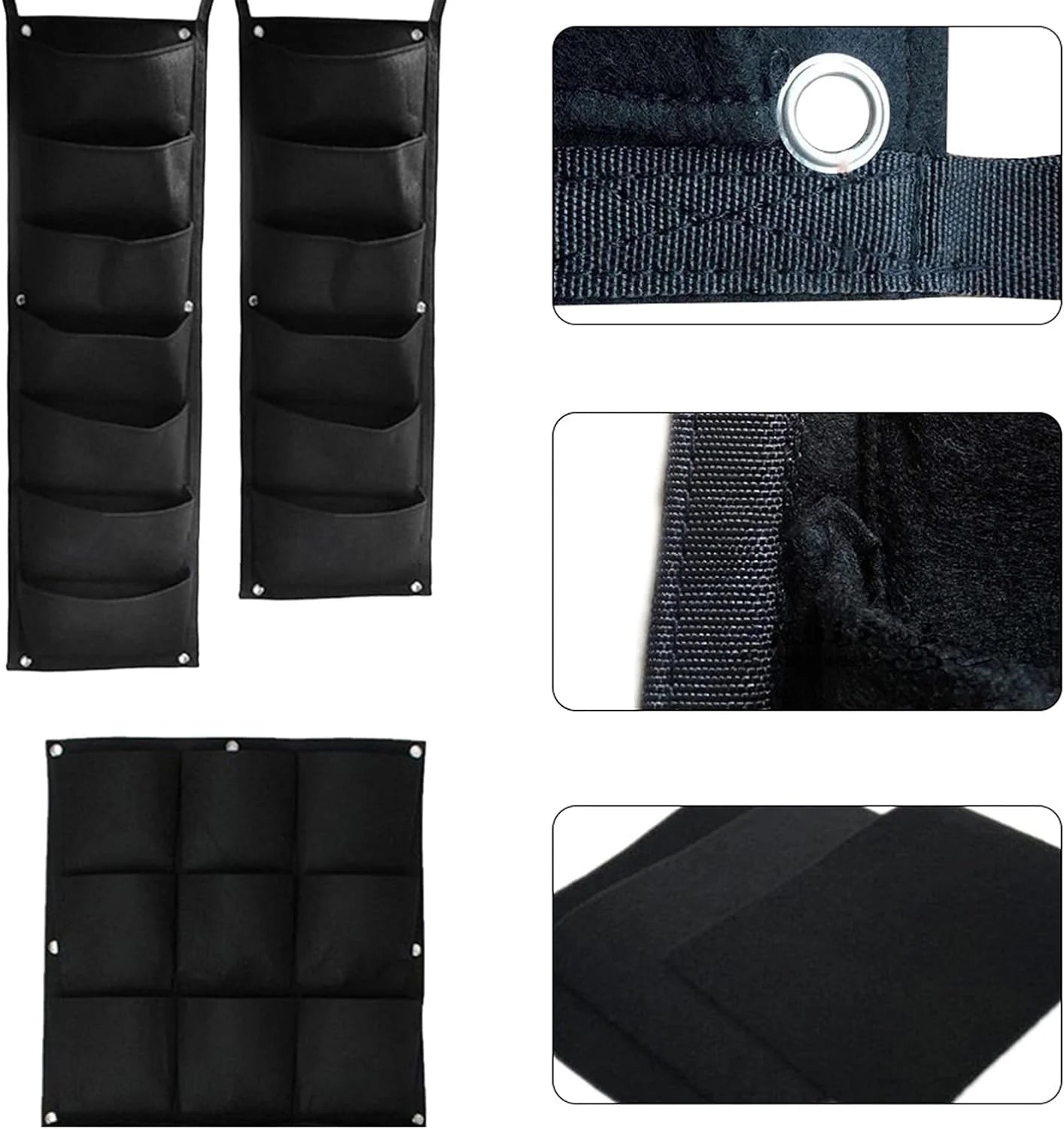 Jardinieră Verticală Neagră cu 6 Buzunare Material Textil